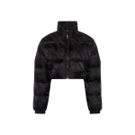 TRAPSTAR WOMEN’S CROPPED T JACQUARD PUFFER JACKET - BLACK