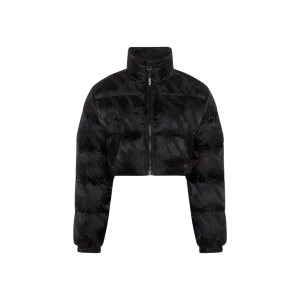 TRAPSTAR WOMEN’S CROPPED T JACQUARD PUFFER JACKET - BLACK
