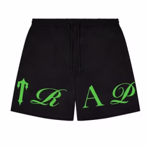 Black Green Trapstar Script Shorts