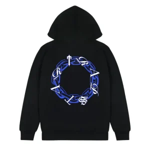 Trapstar Chain Script Ice White Logo Black Hoodie