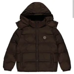 TRAPSTAR IRONGATE DETACHABLE HOODED PUFFER JACKET BROWN