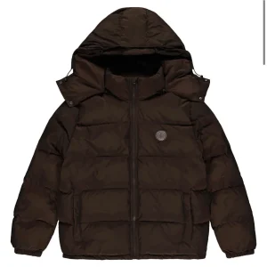 TRAPSTAR IRONGATE DETACHABLE HOODED PUFFER JACKET BROWN